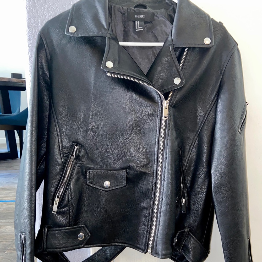 Black faux leather jacket